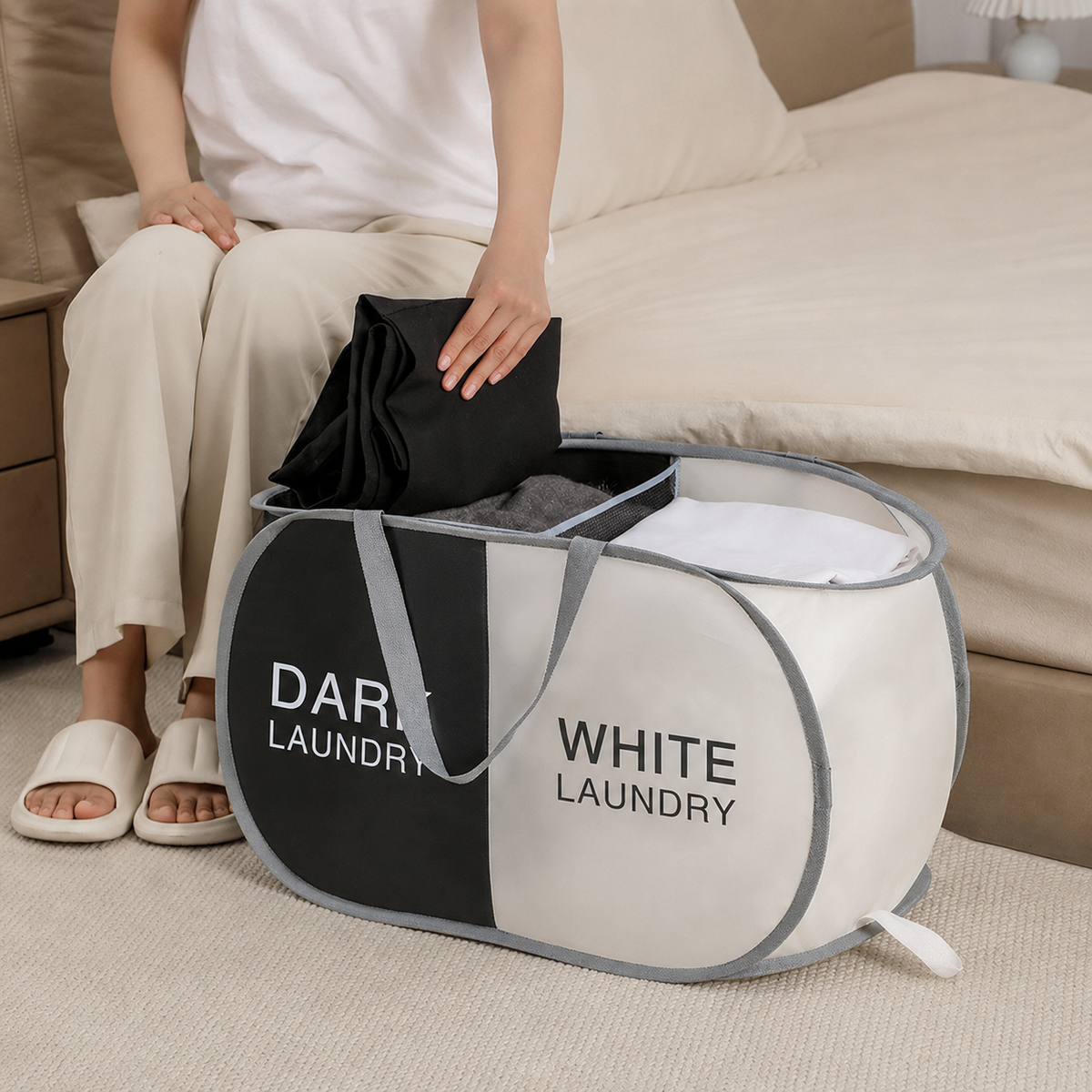 Foldable Divided Laundry Hamper