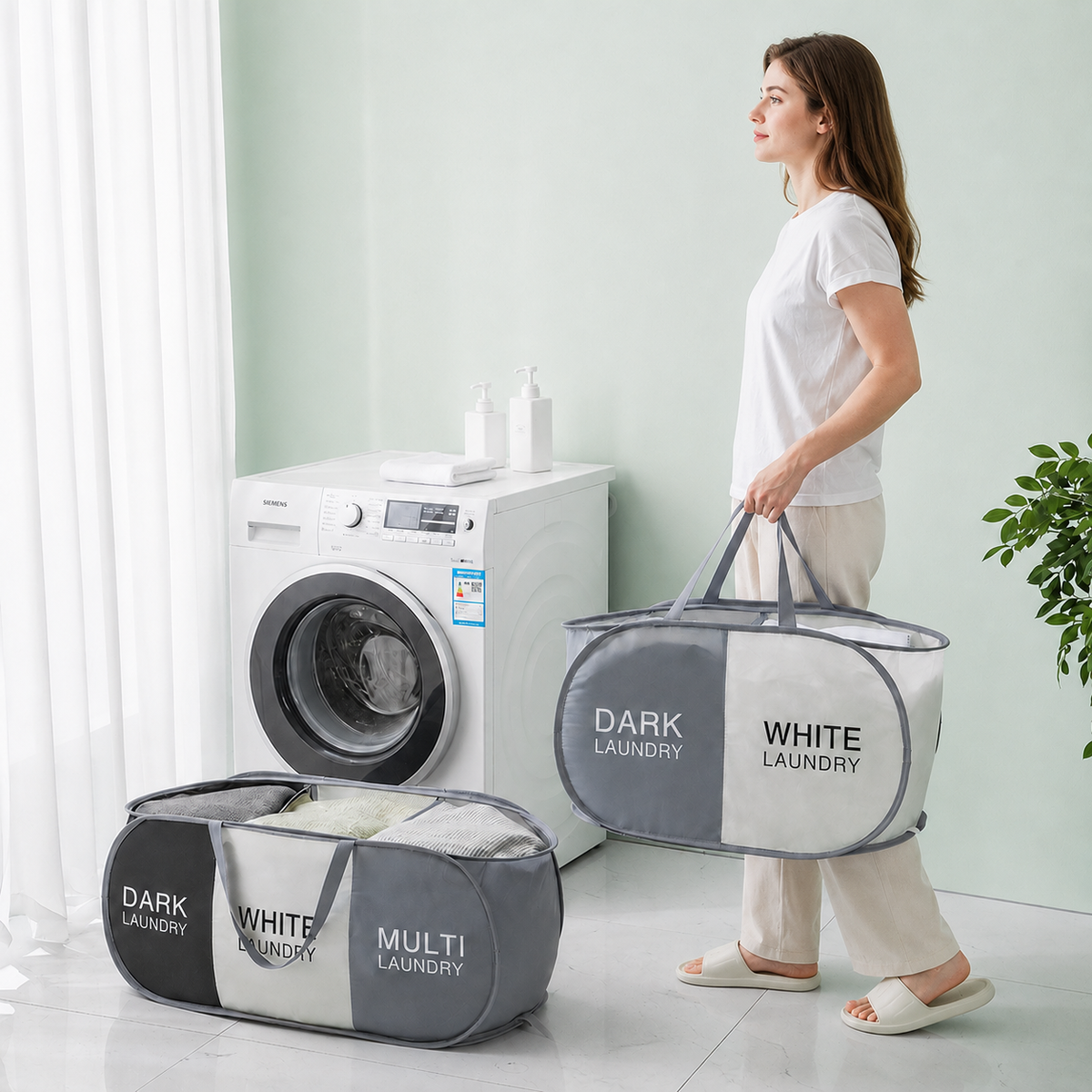 Foldable Divided Laundry Hamper